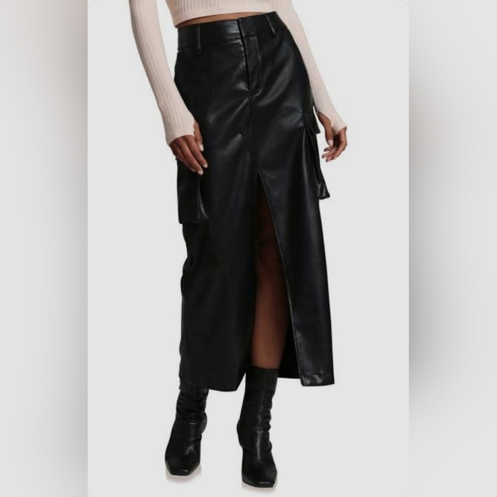Black Faux Leather Maxi Skirt